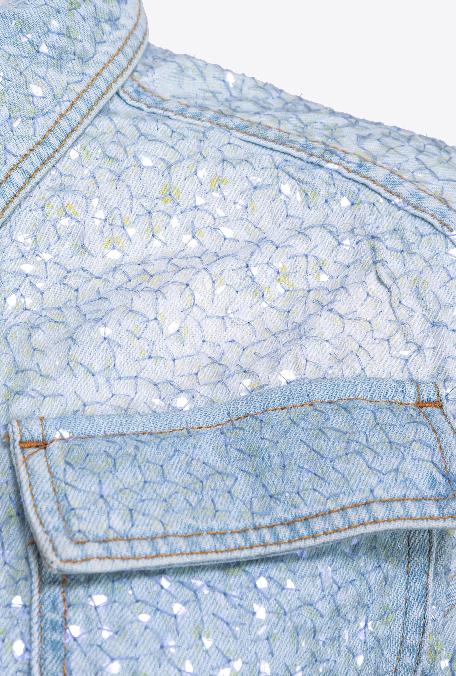 CROPPED DENIM JACKET WITH SEQUINS - 5