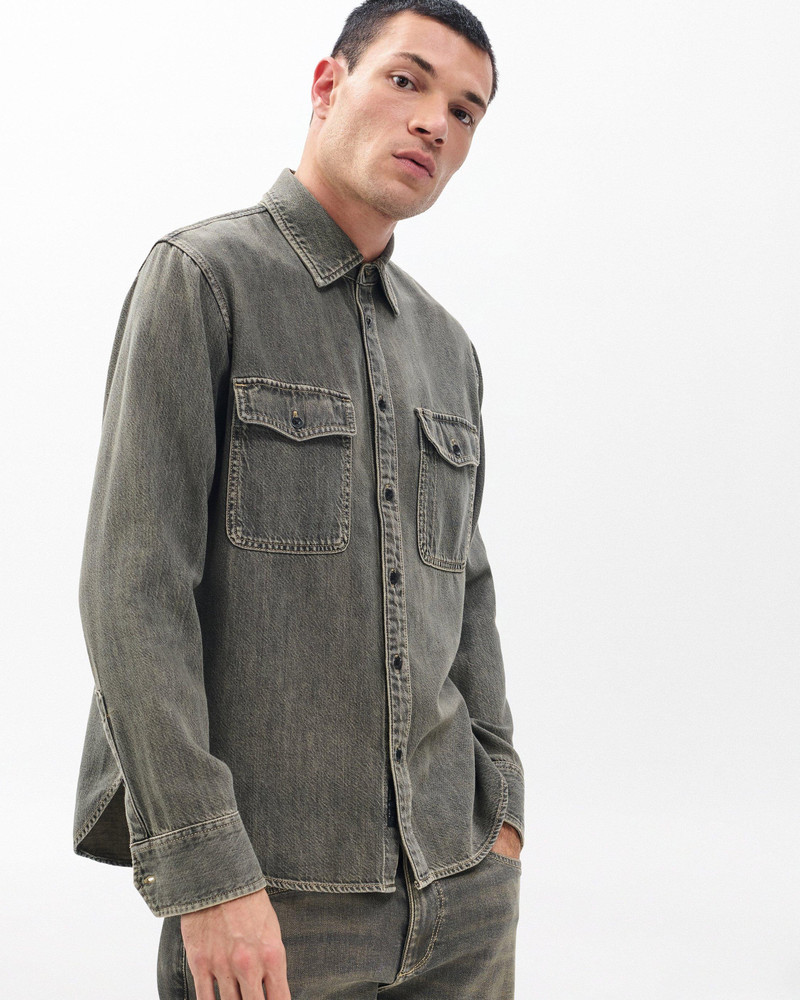 Jack Infuse Denim Shirt Ultra Featherweight in Infuse Grey Olive 2