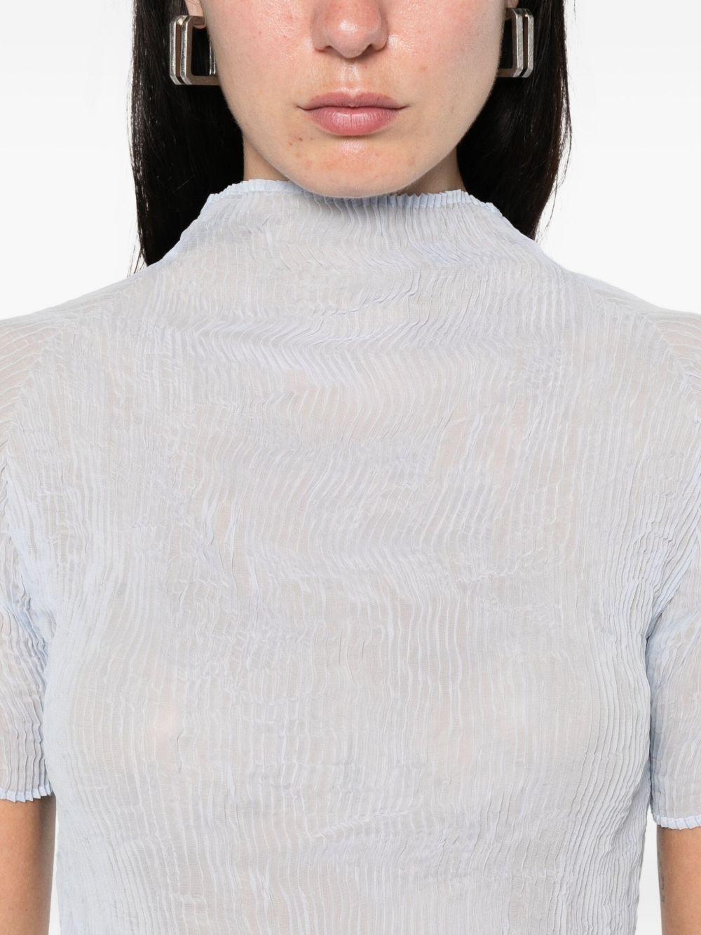 pleated high-neck blouse - 5