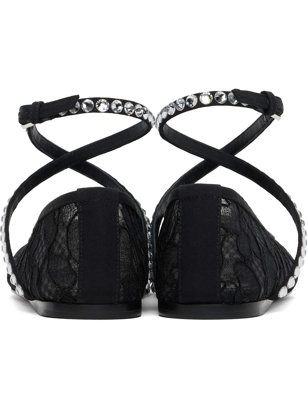 Black Ane Lace Ballerina Flats - 2