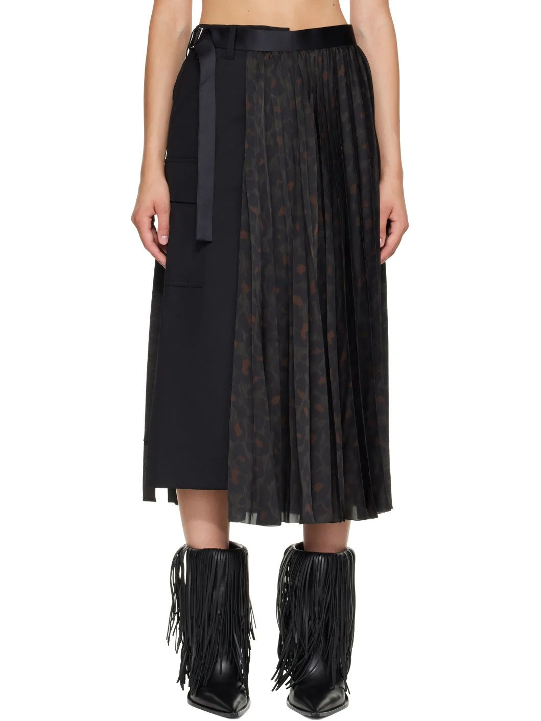 Black Leopard x Suiting Midi Skirt - 1
