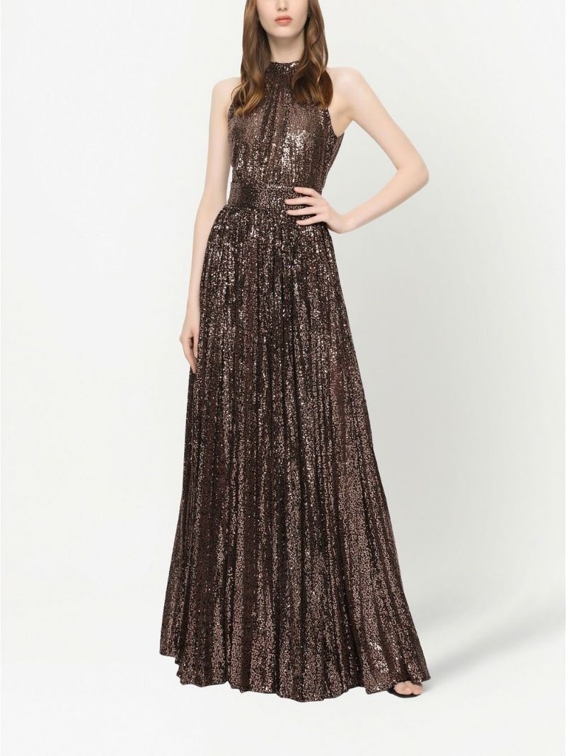 sequinned halter-neck gown - 2