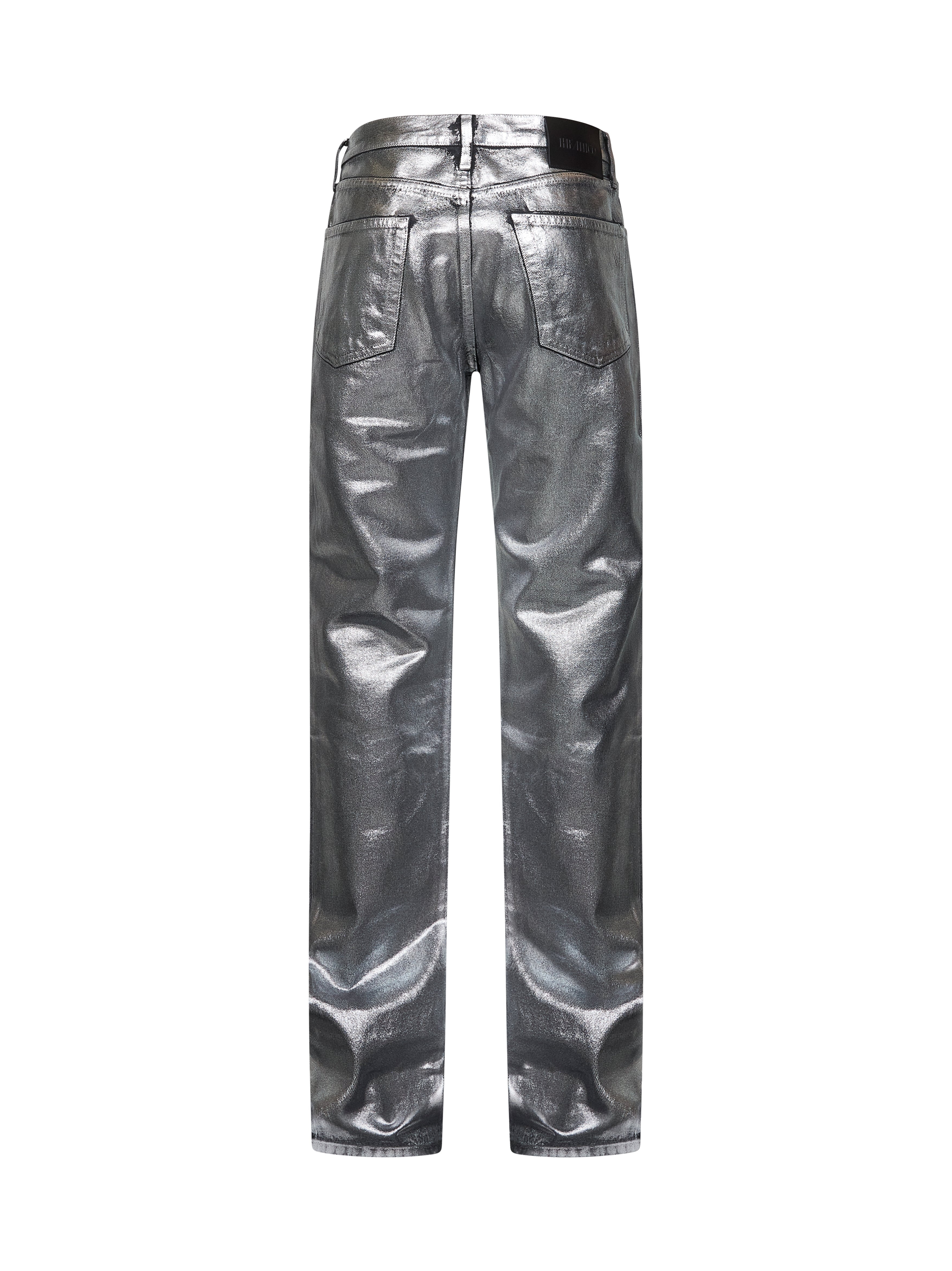 Silver coated denim extra long jeans - 2