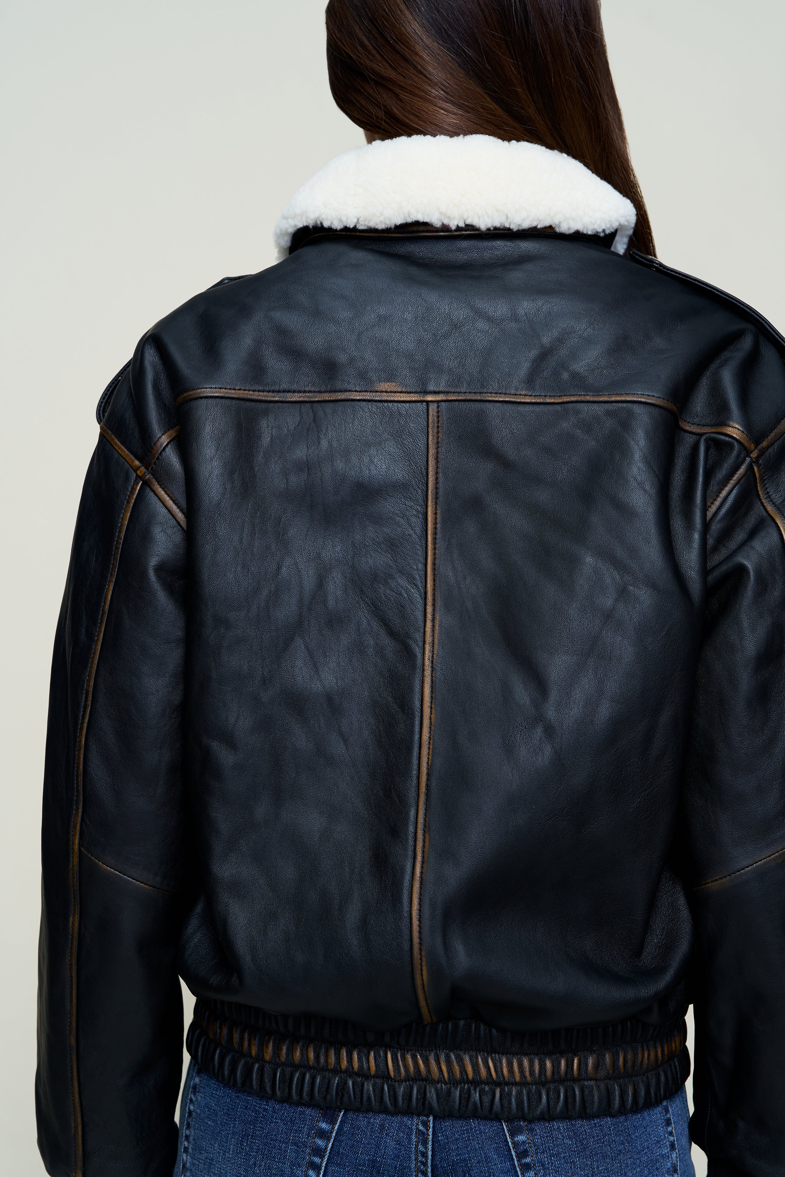 HUGO VINTAGE LEATHER BOMBER - 6