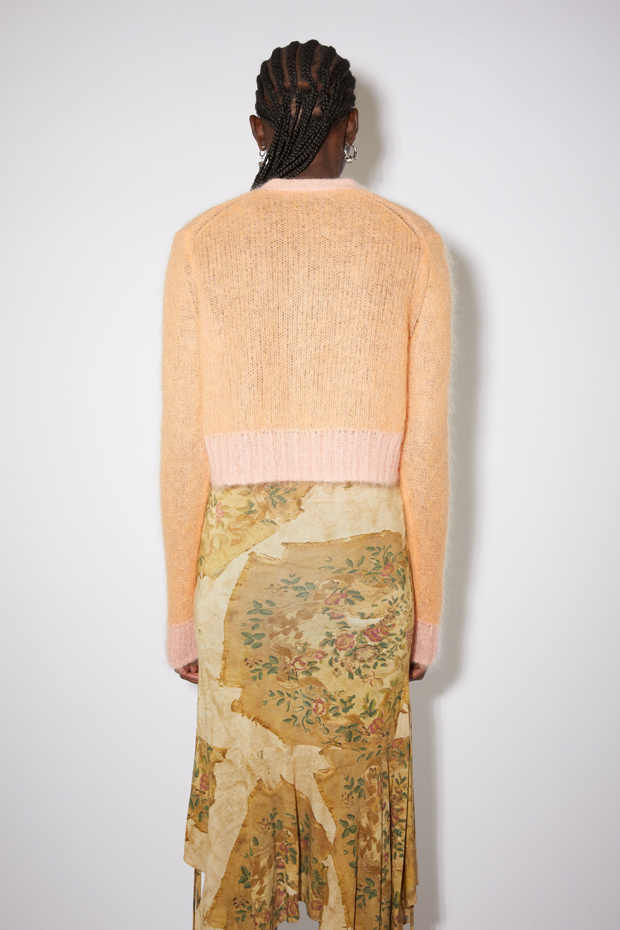 Cropped cardigan - Apricot orange - 3