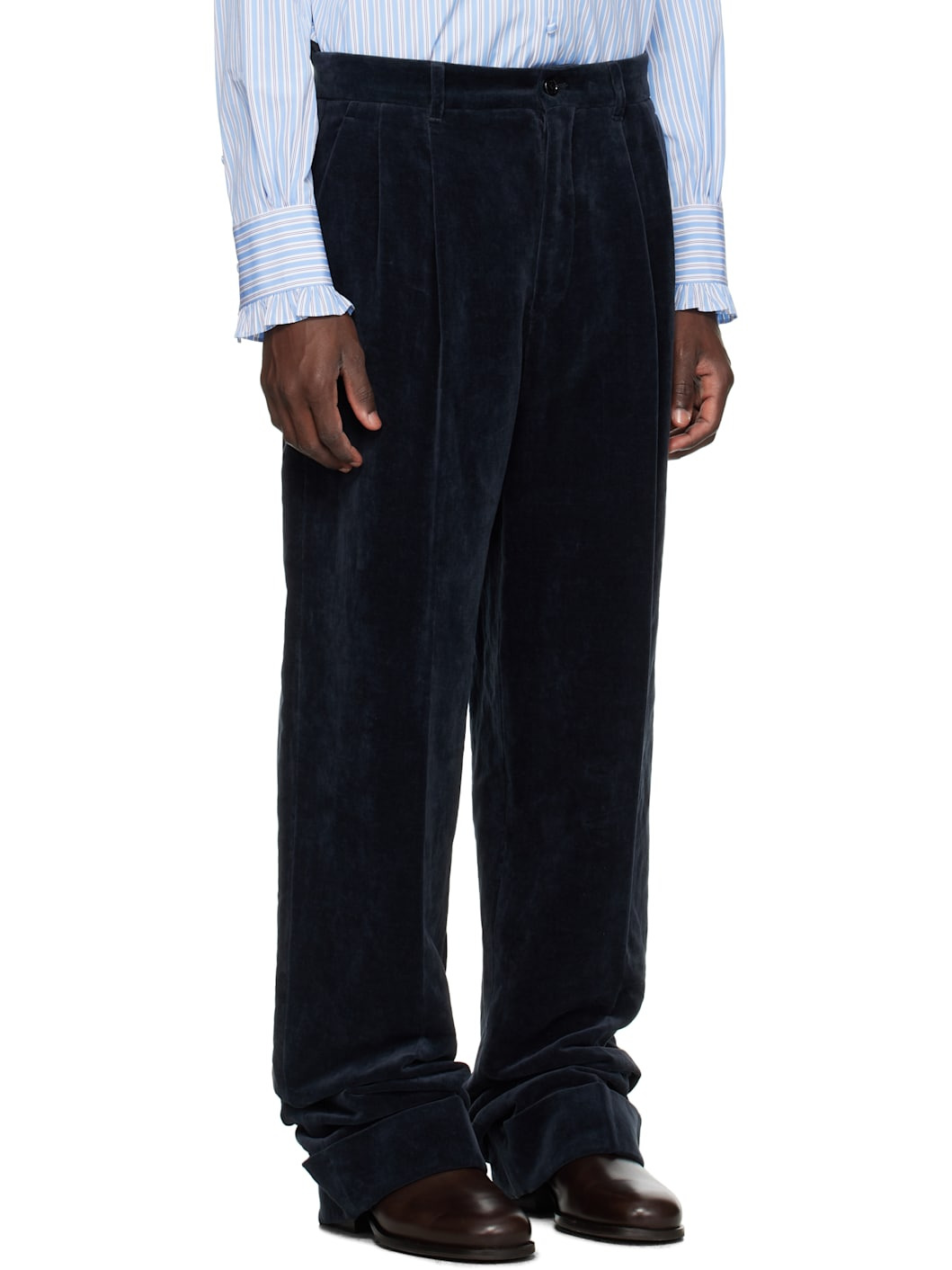 Navy Pleated Trousers - 2