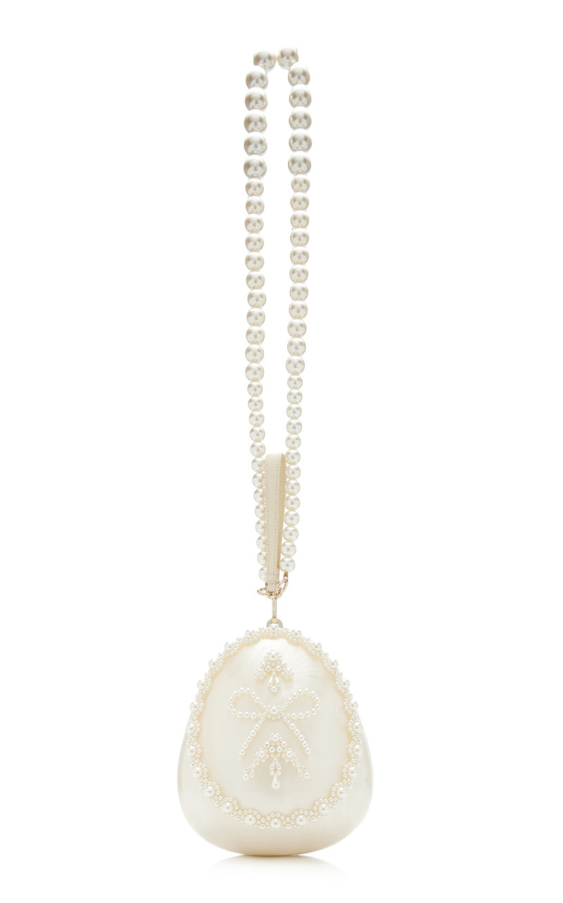 Large Egg Embellished Bag white 4