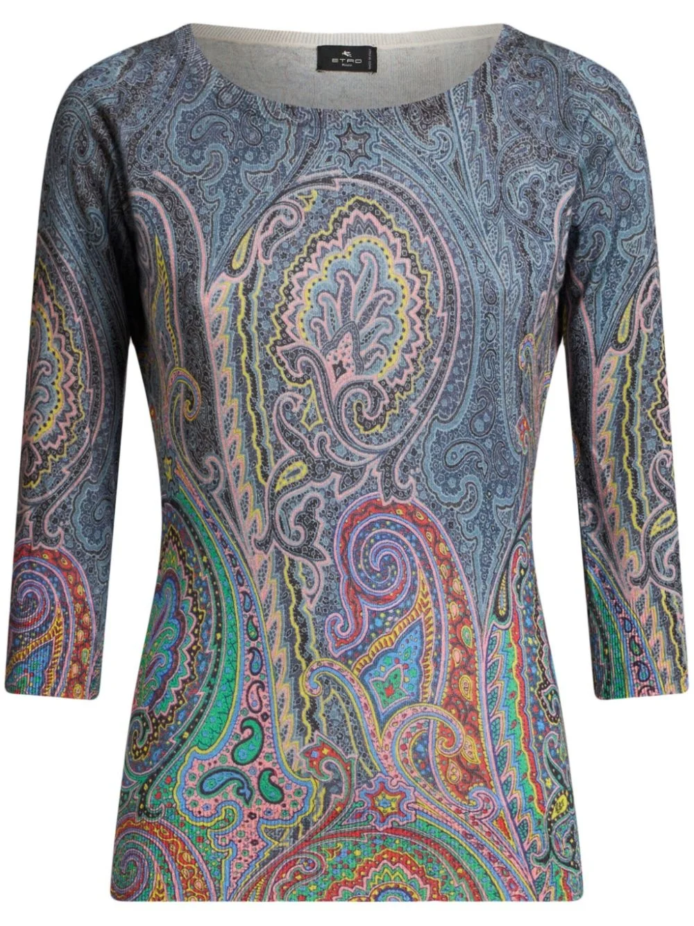 paisley-print fine-knit sweater - 1