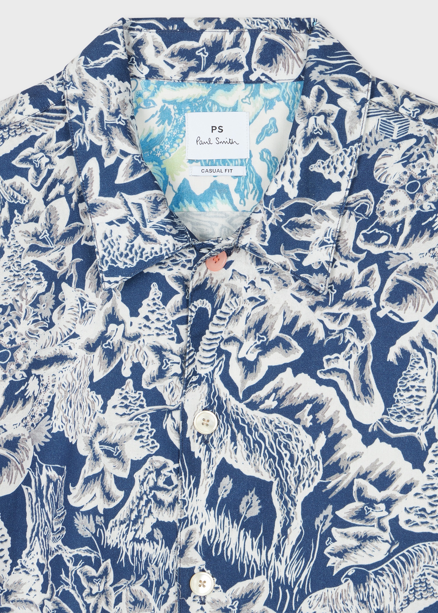 Casual-Fit Navy and White 'Chalet' Print Shirt - 3
