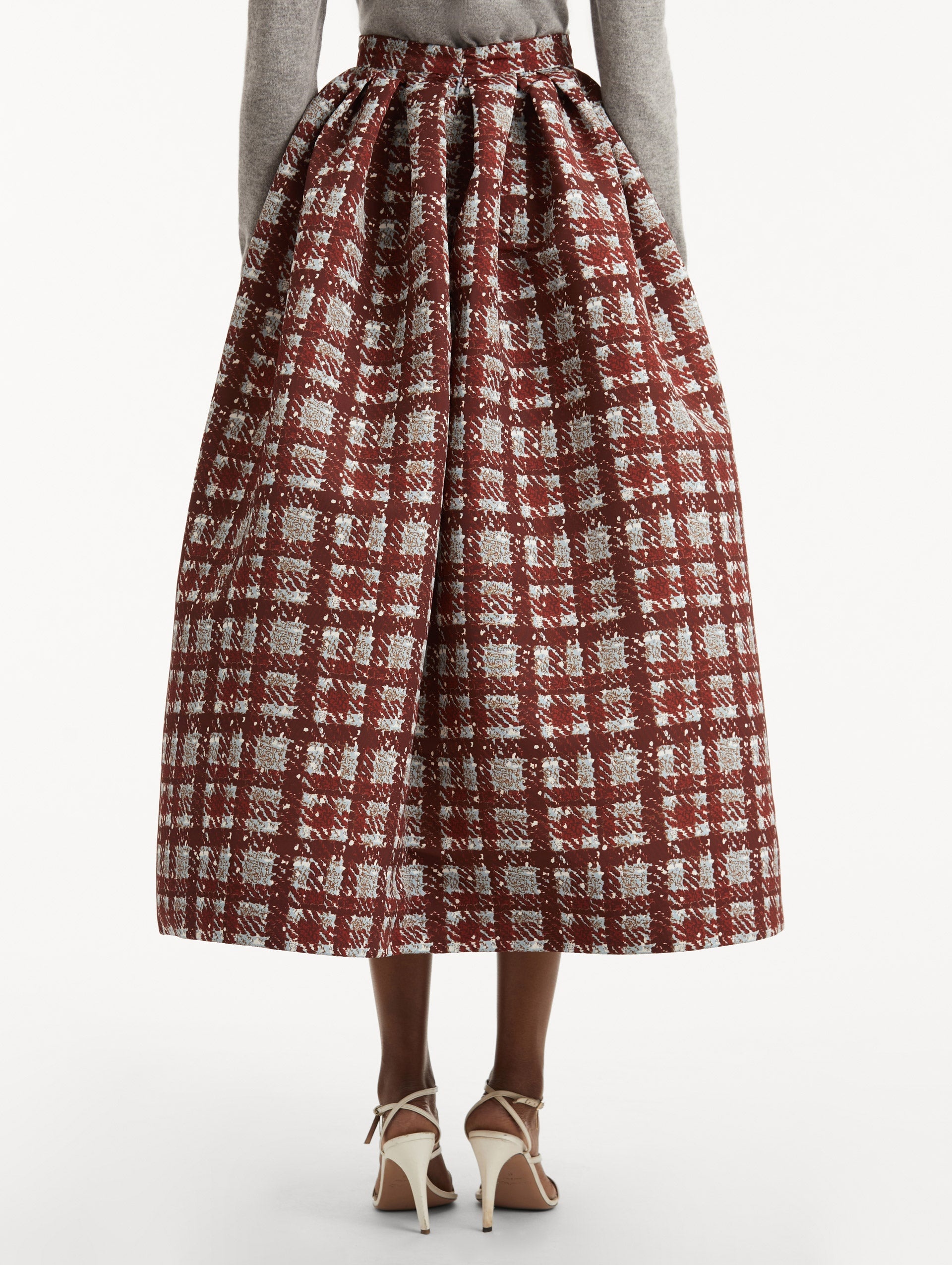 TEXTURED FAILLE PLAID SKIRT - 3