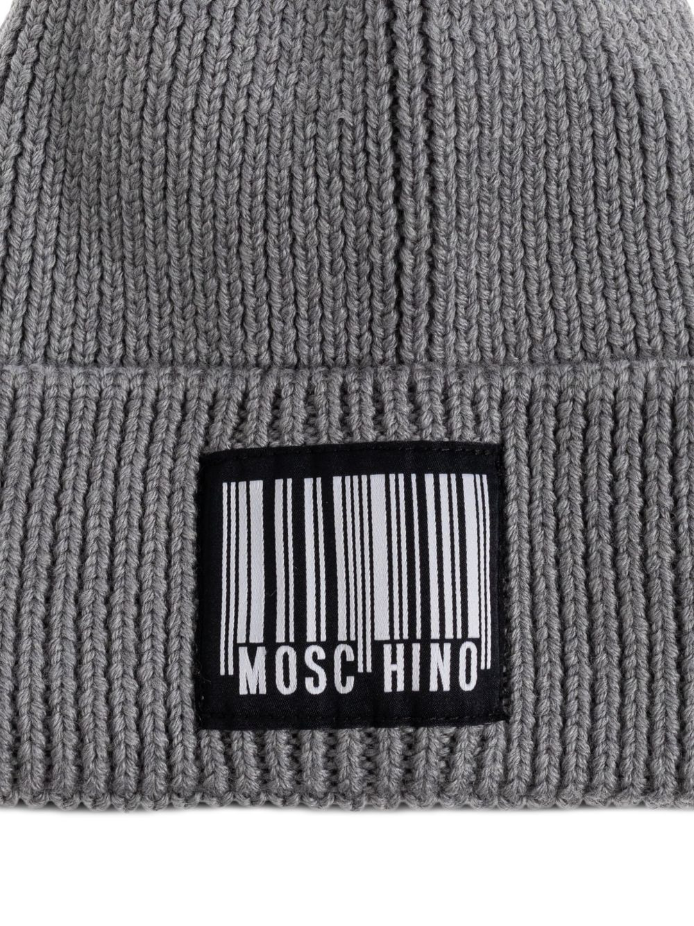 barcode-patch beanie hat - 3