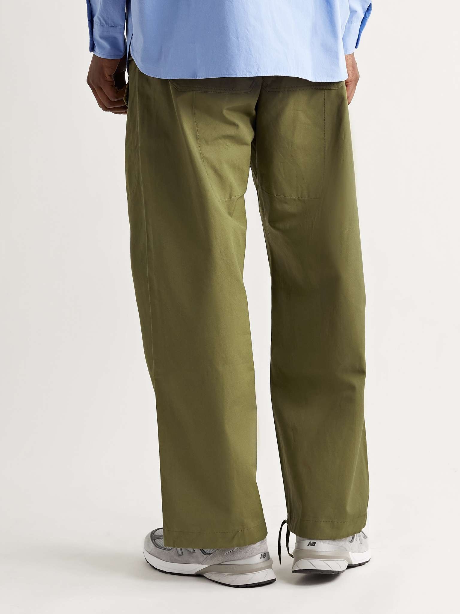 Wide-Leg Cotton-Twill Drawstring Cargo Trousers - 4