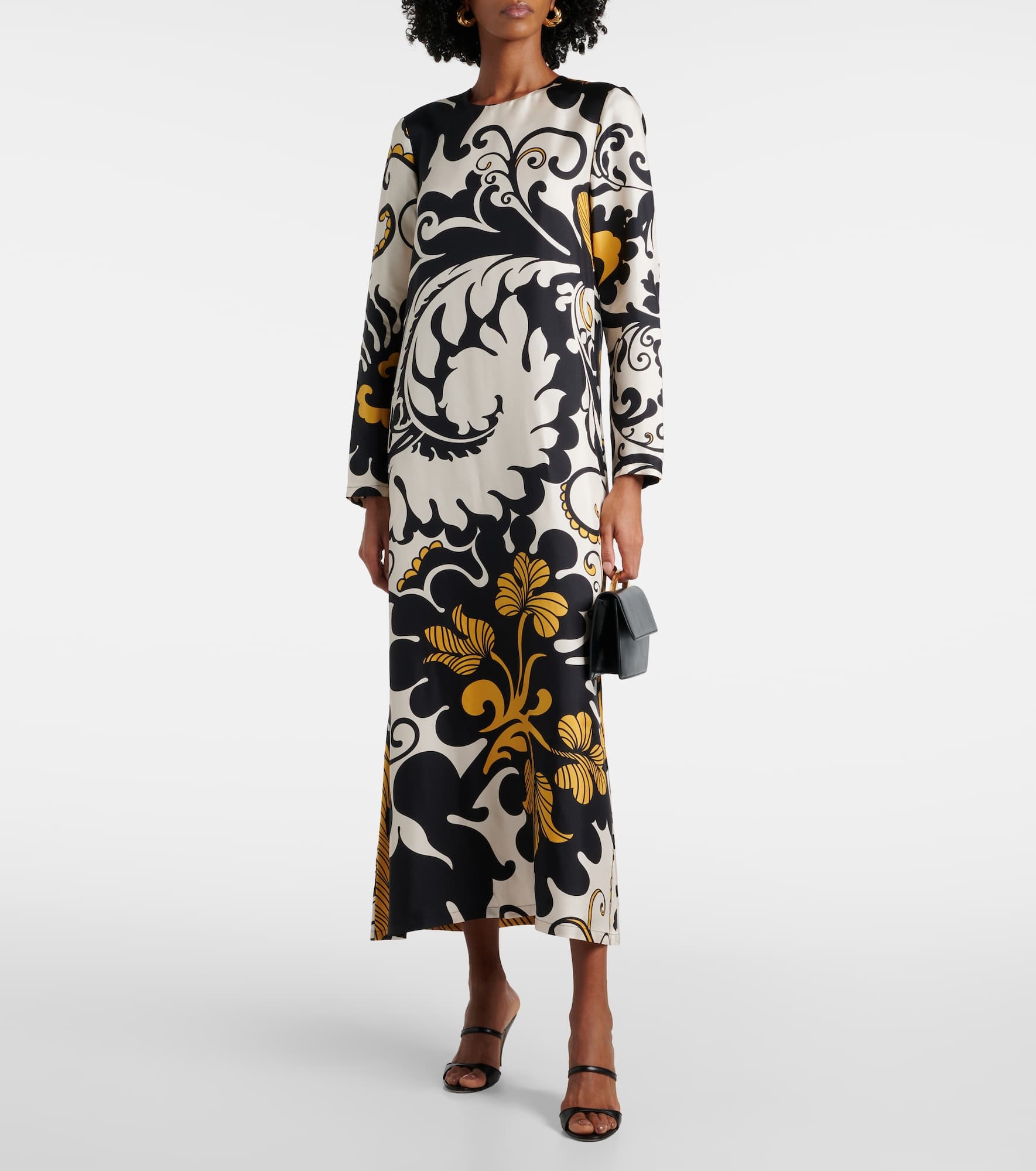 Swing printed silk twill midi dress - 2