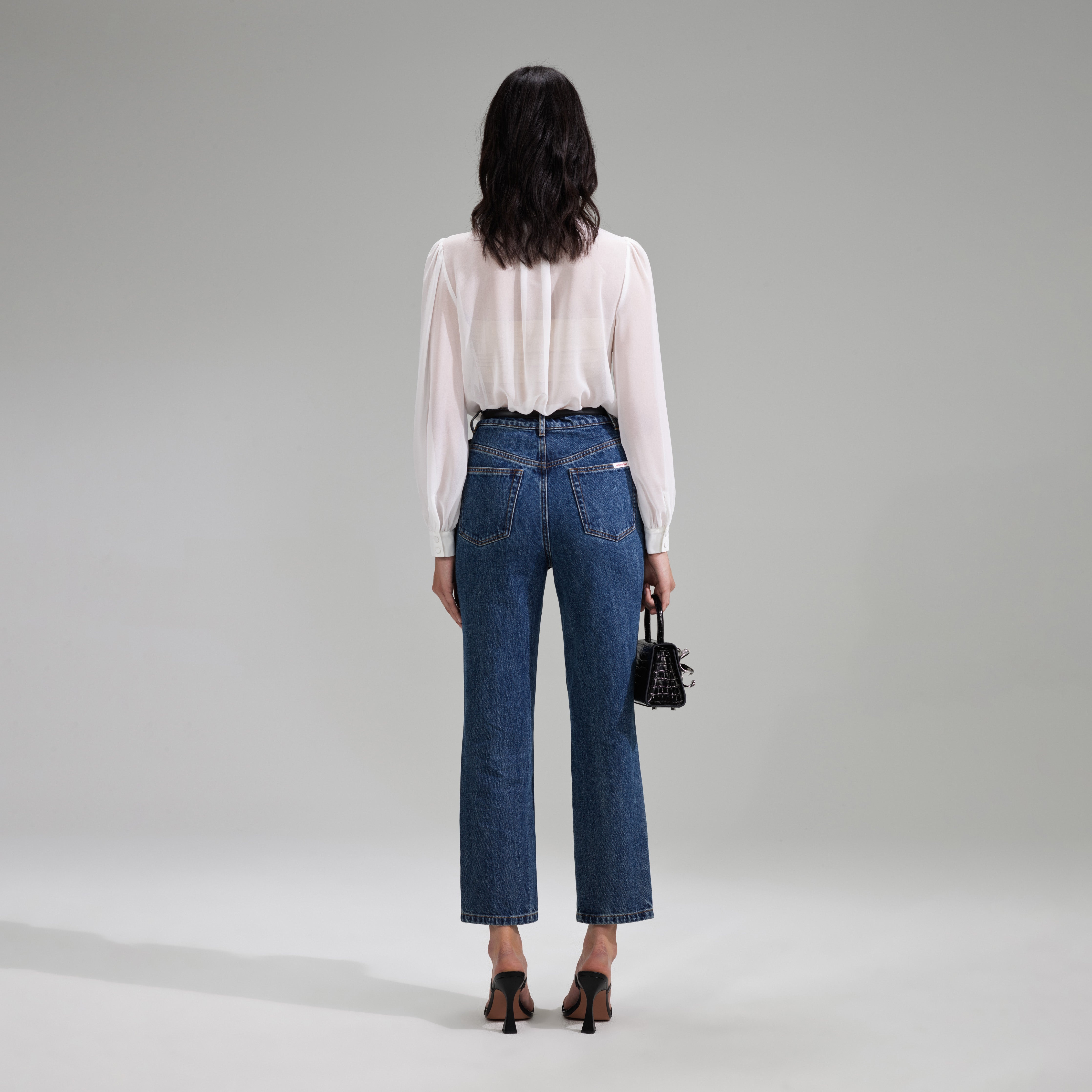 White Chiffon Rhinestone Detail Top - 3