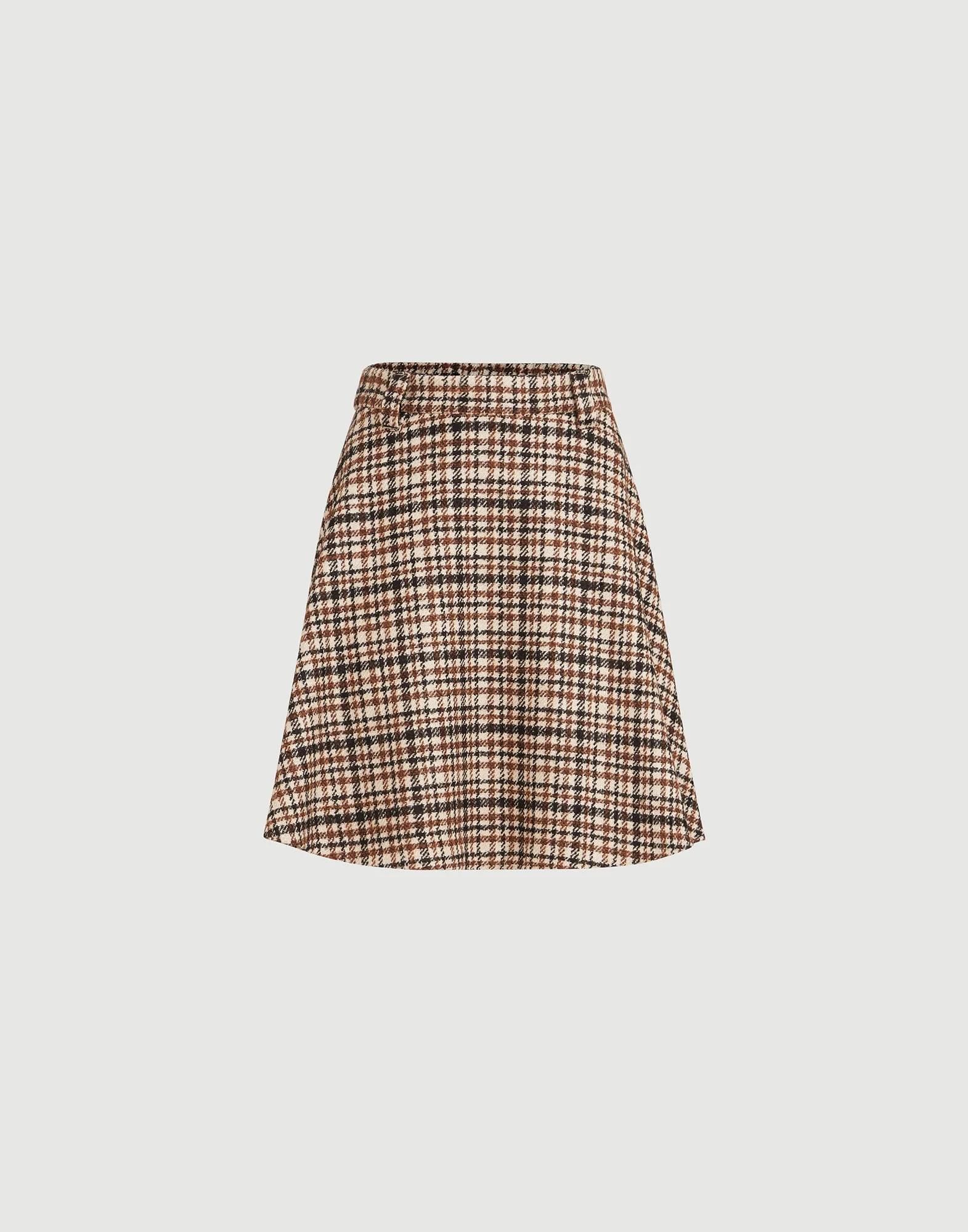 Comfort checked wool and alpaca mini circle skirt - 1