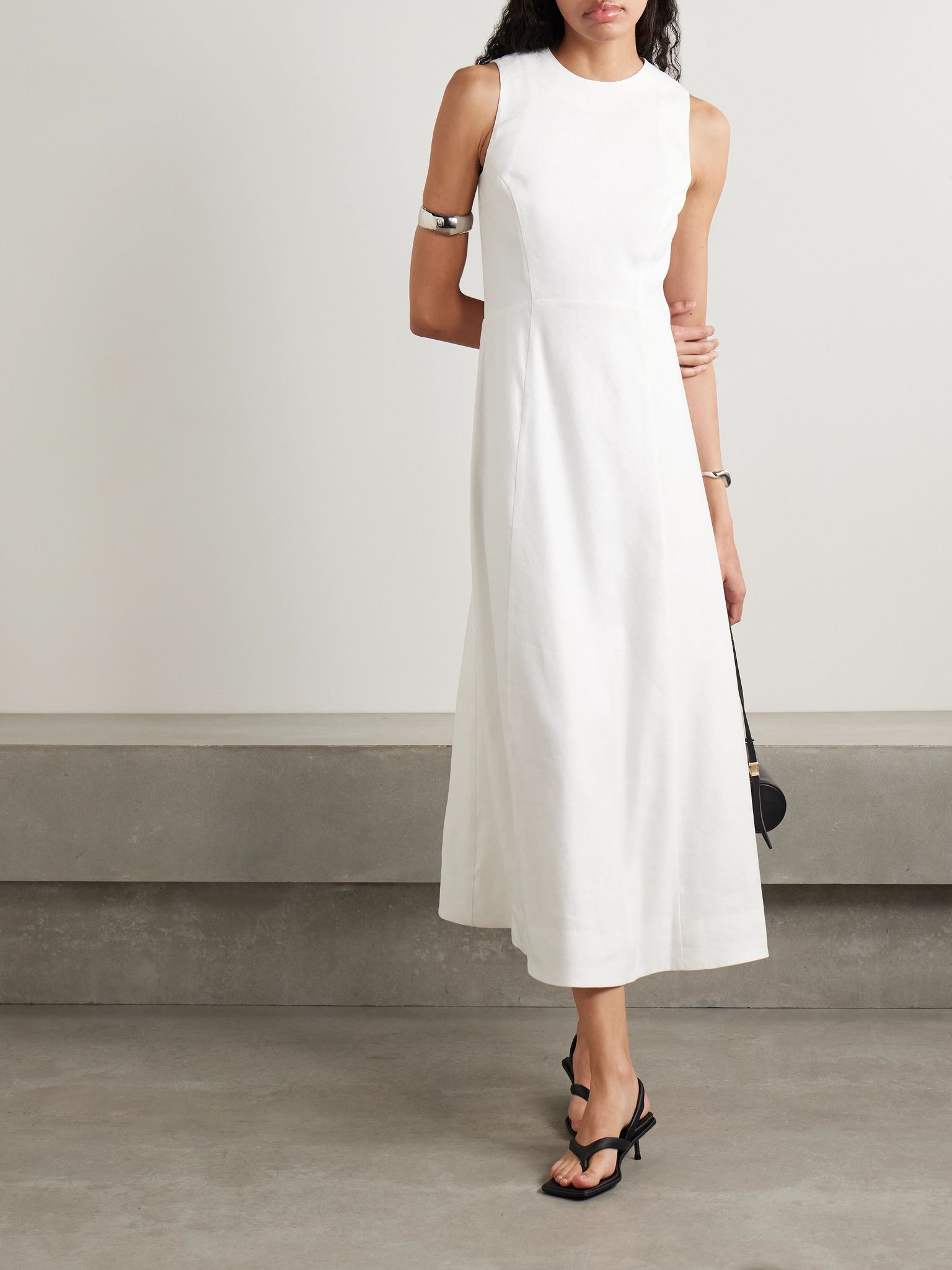 Martine linen-blend maxi dress White - 2