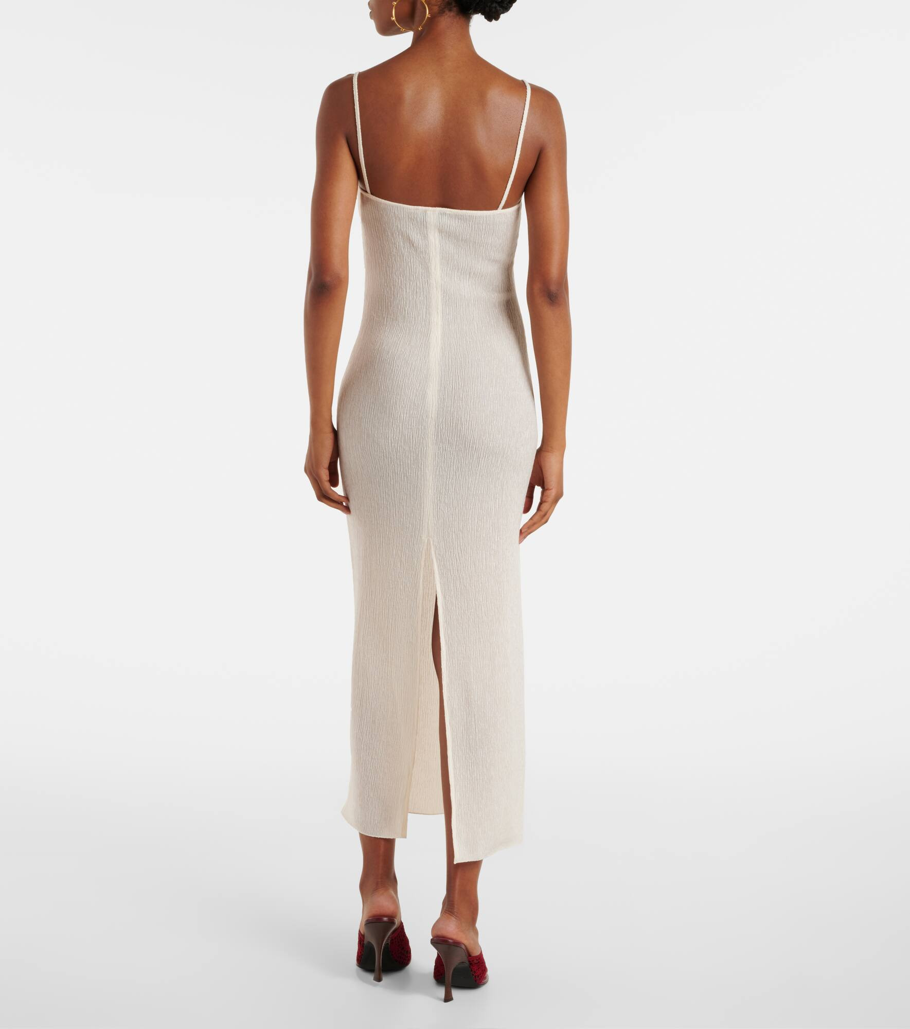 Floral-appliqué crêpe midi dress - 3
