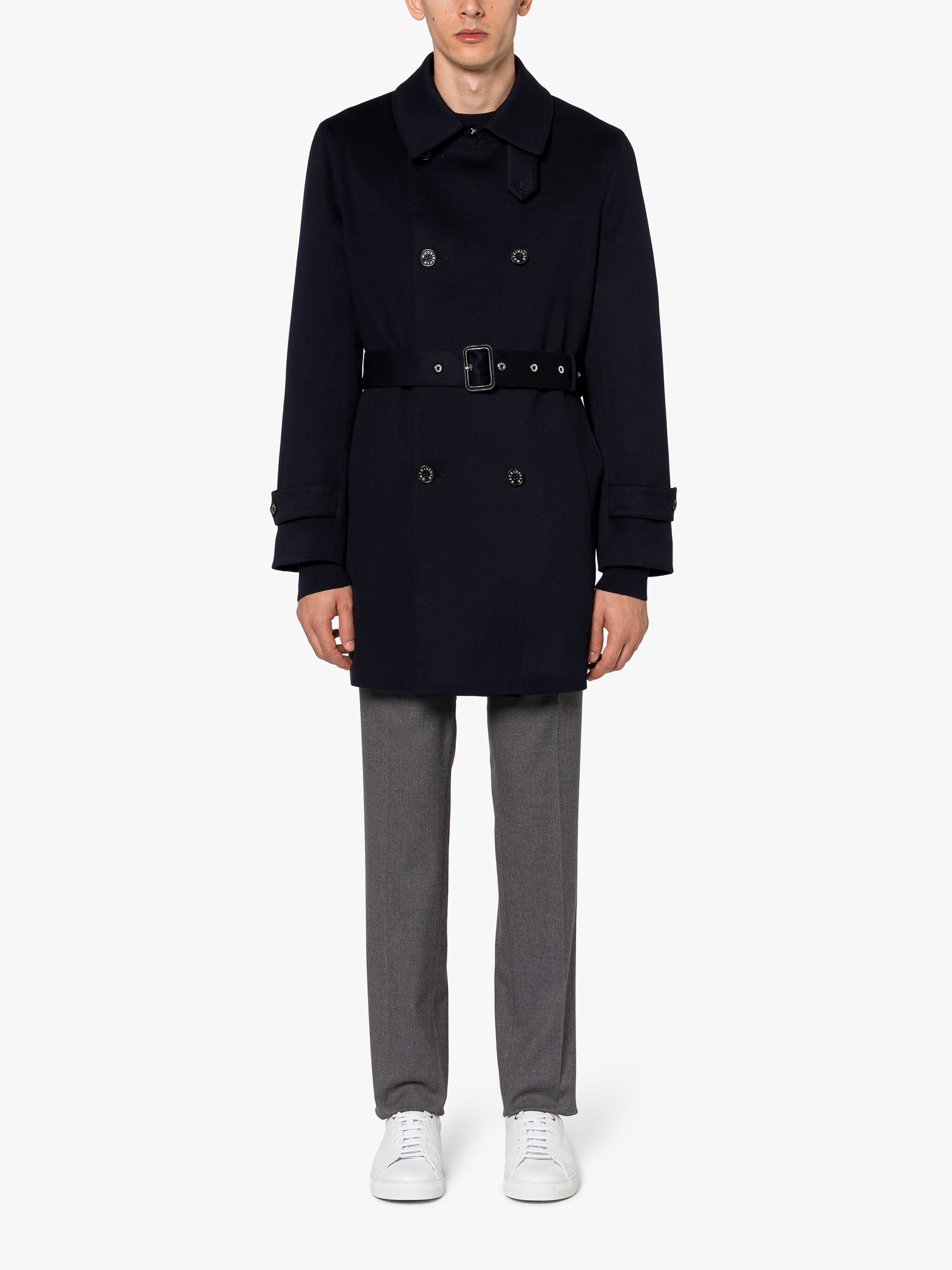 FETLAR NAVY RAIN SYSTEM WOOL SHORT TRENCH COAT - 3