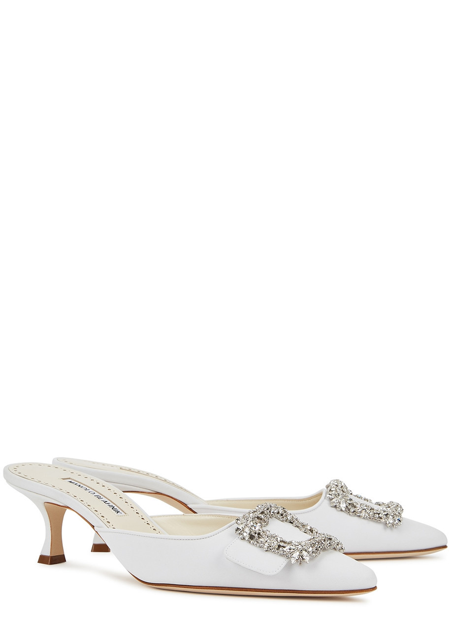 Maysale 50 white satin mules - 2
