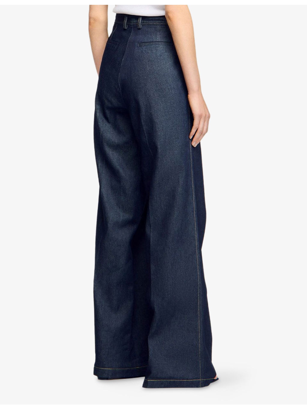 Wide-Leg High-Rise Denim Suit Trousers - 4
