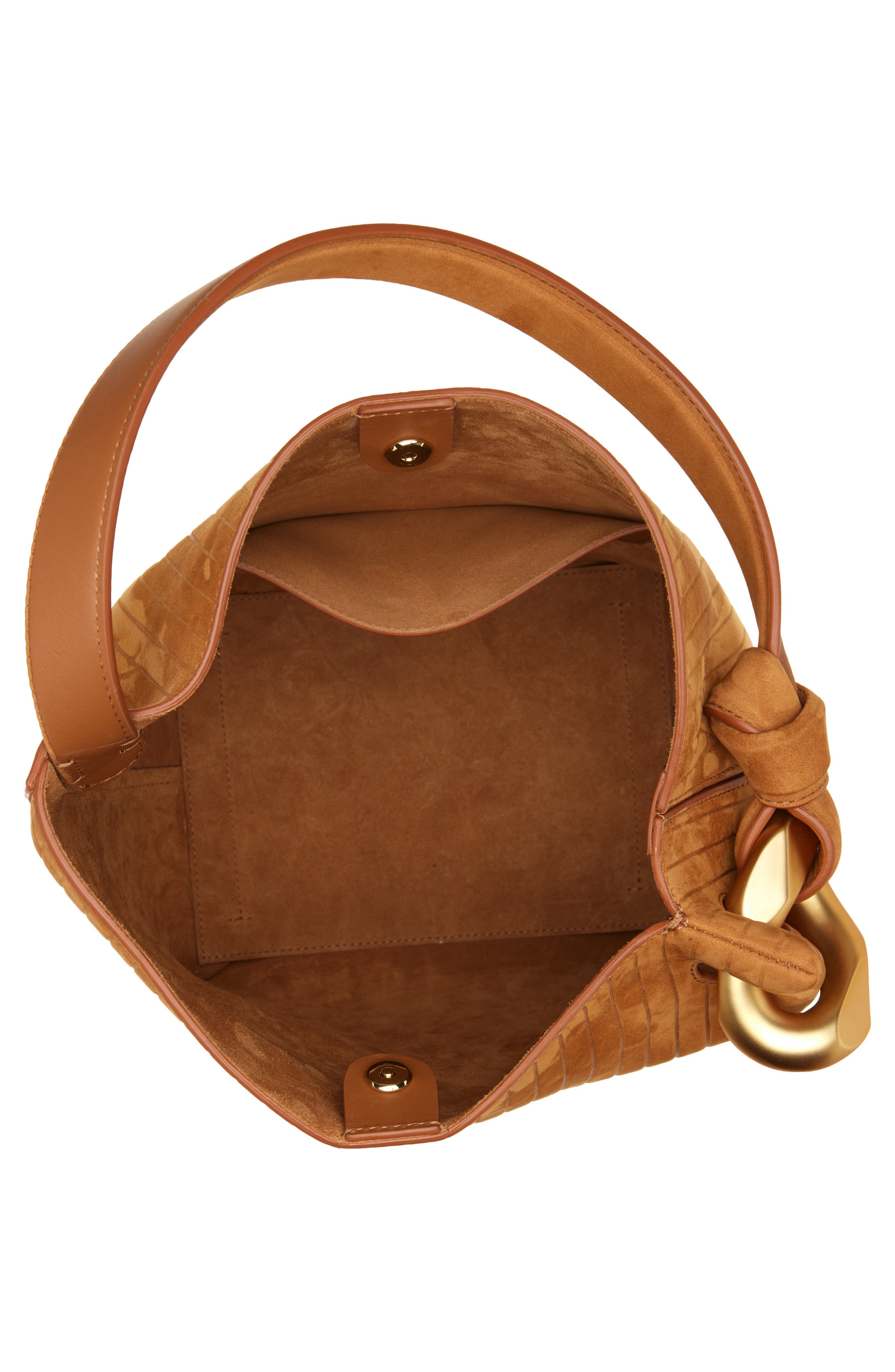 JW Anderson Corner Stripe Deerskin Tote in Caramel 604 at Nordstrom - 4