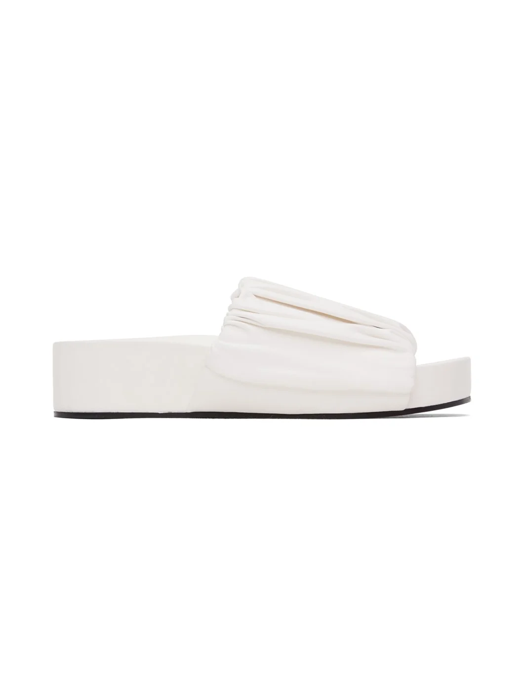White Oversized Ruched Sandals - 1