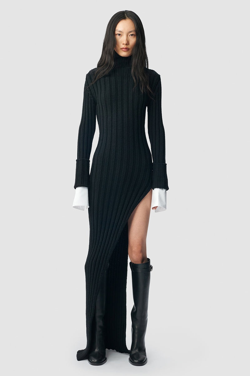 Cyntia Long Asymmetric High Neck Sweater 1