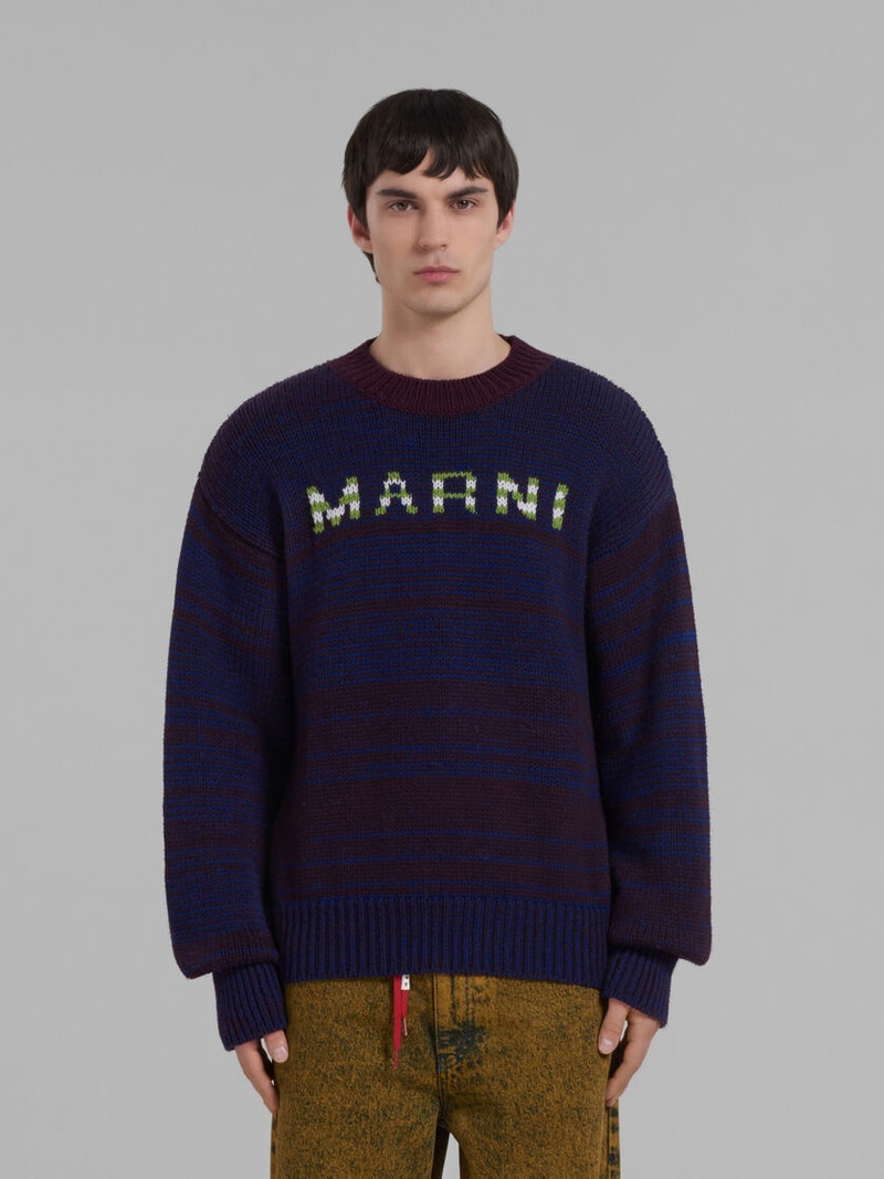 Marni BROWN MOULINÉ JUMPER WITH STRIPED LOGO outlook