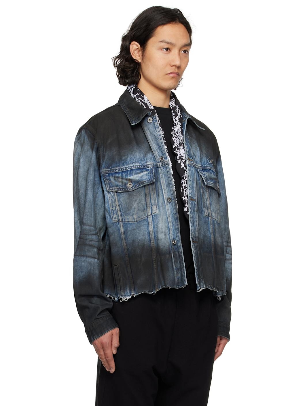 Blue Sprayed Sporty Selldone Denim Jacket - 2