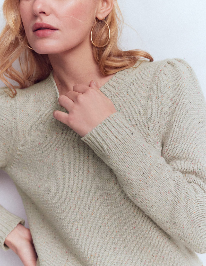 Davina Puff Sleeve Sweater-Ivory, Nep 3