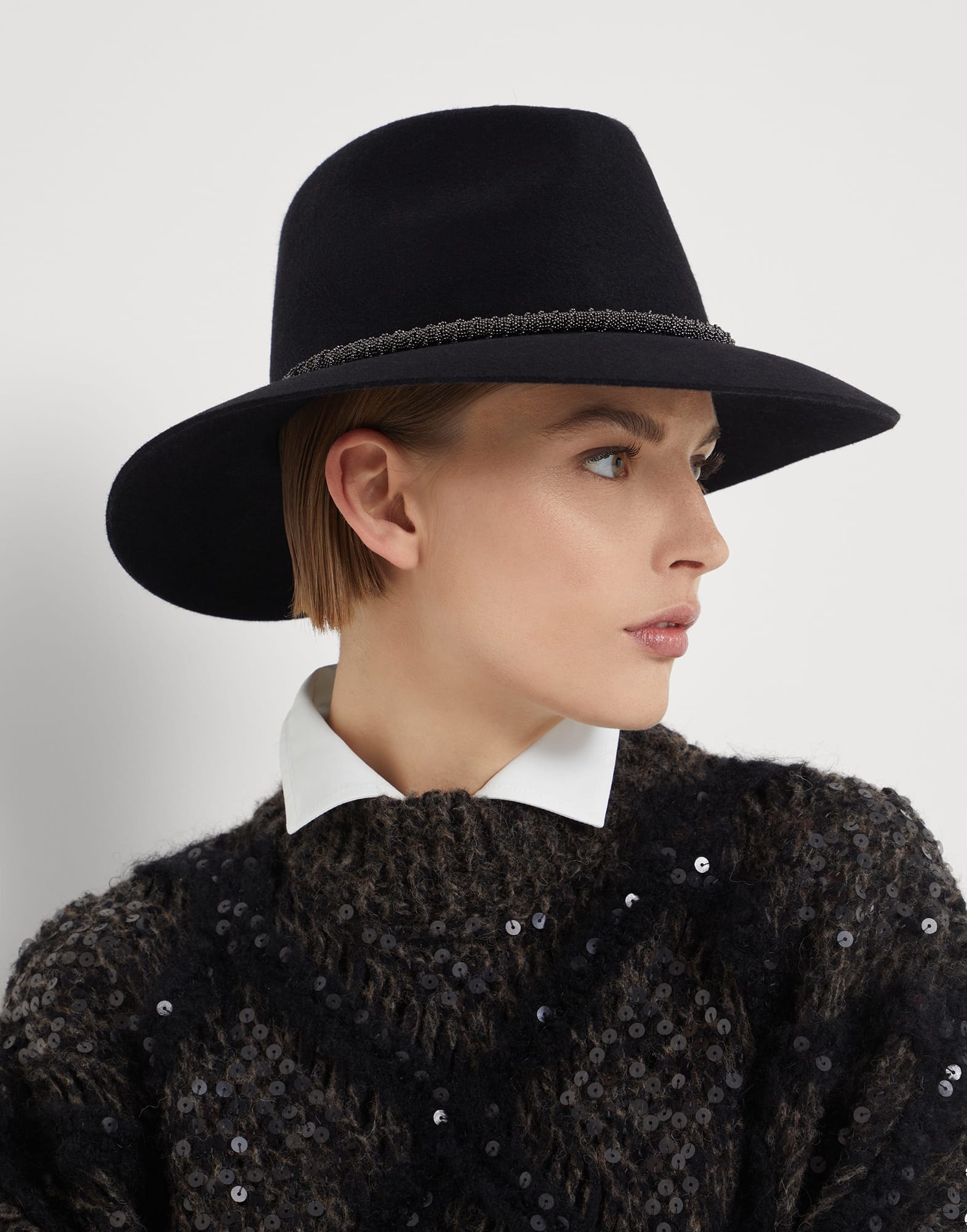 Felt fedora with precious braided band - 3