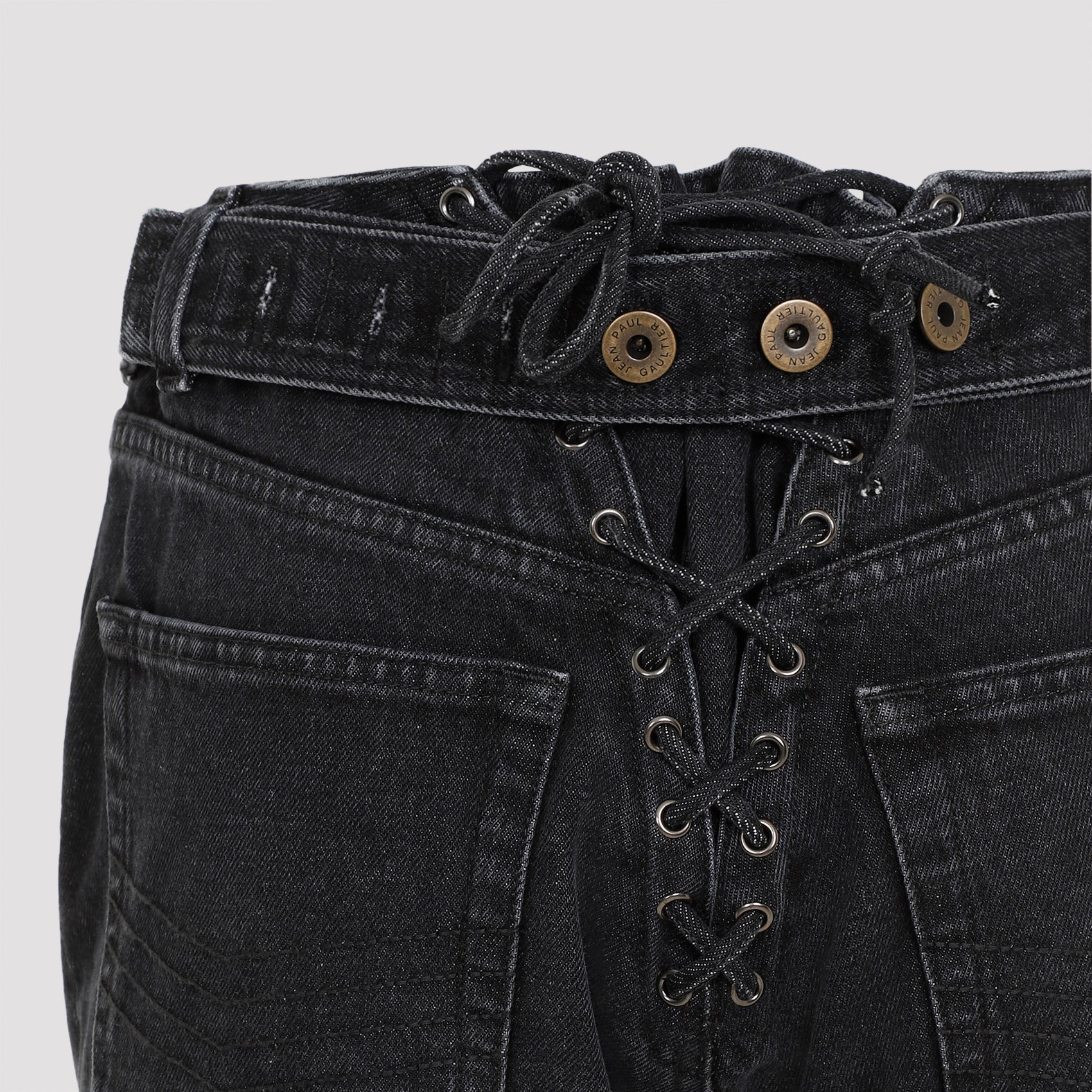 Jean Paul Gaultier Denim Jeans With Lacing And Knee Bonding Detail Women - 3