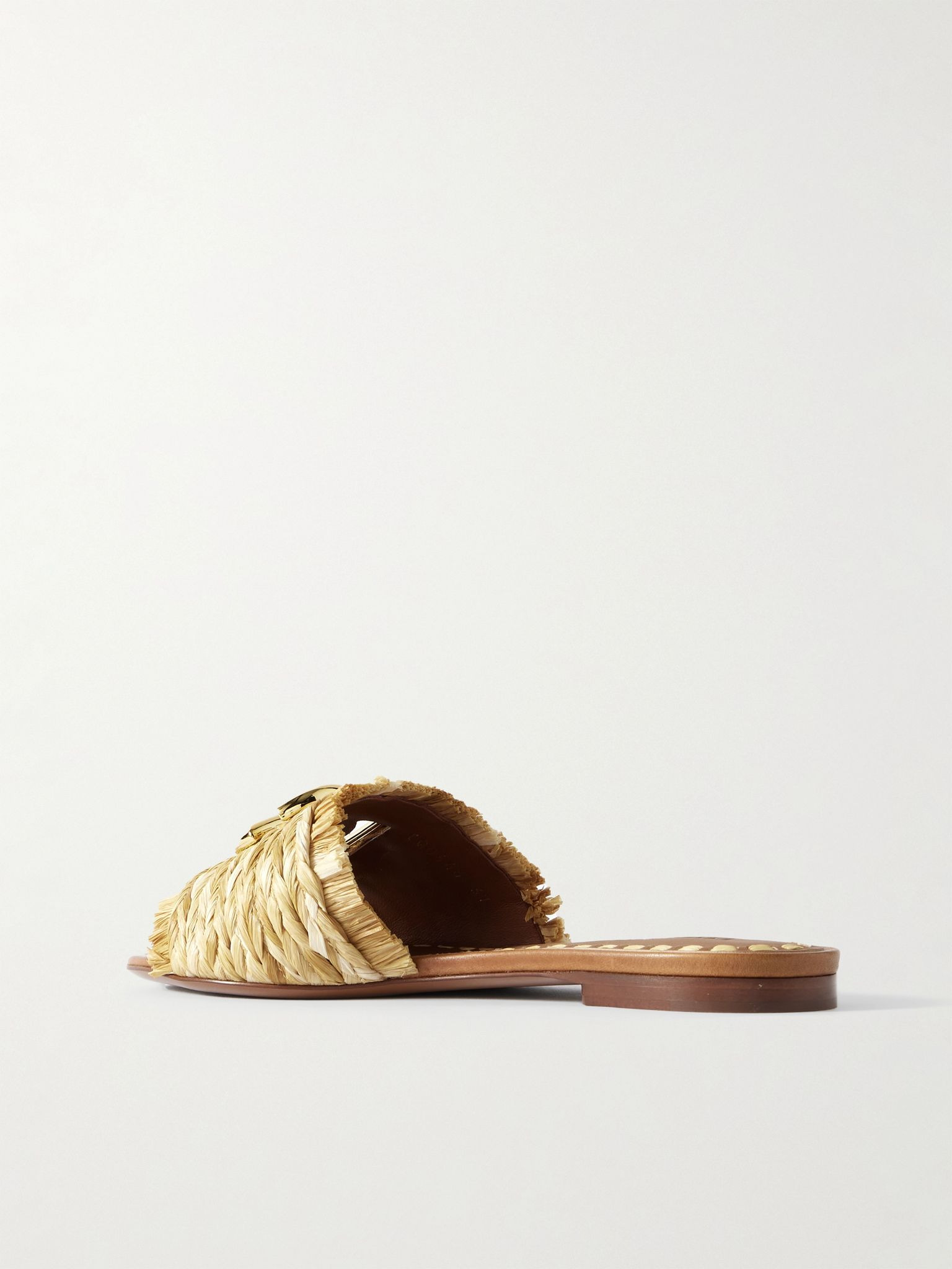 Embellished braided raffia sandals Beige - 3