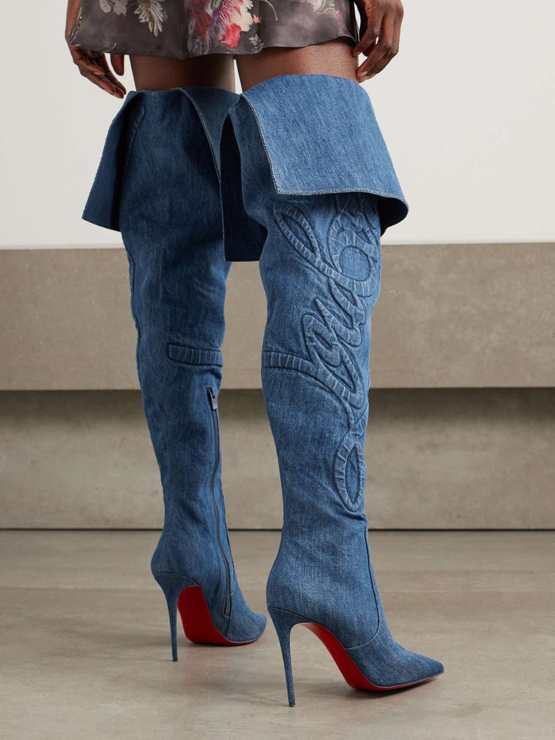 Christian Louboutin Kate Botta Loubijeans 100 denim pointed-toe over-the-knee boots outlook
