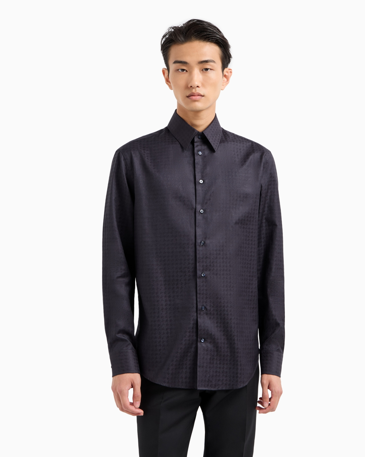 Cotton shirt with a jacquard motif - 2