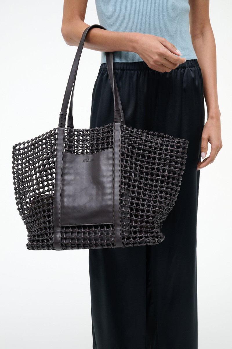 STAUD GETAWAY HAND-KNOTTED TOTE BAG ESPRESSO 4