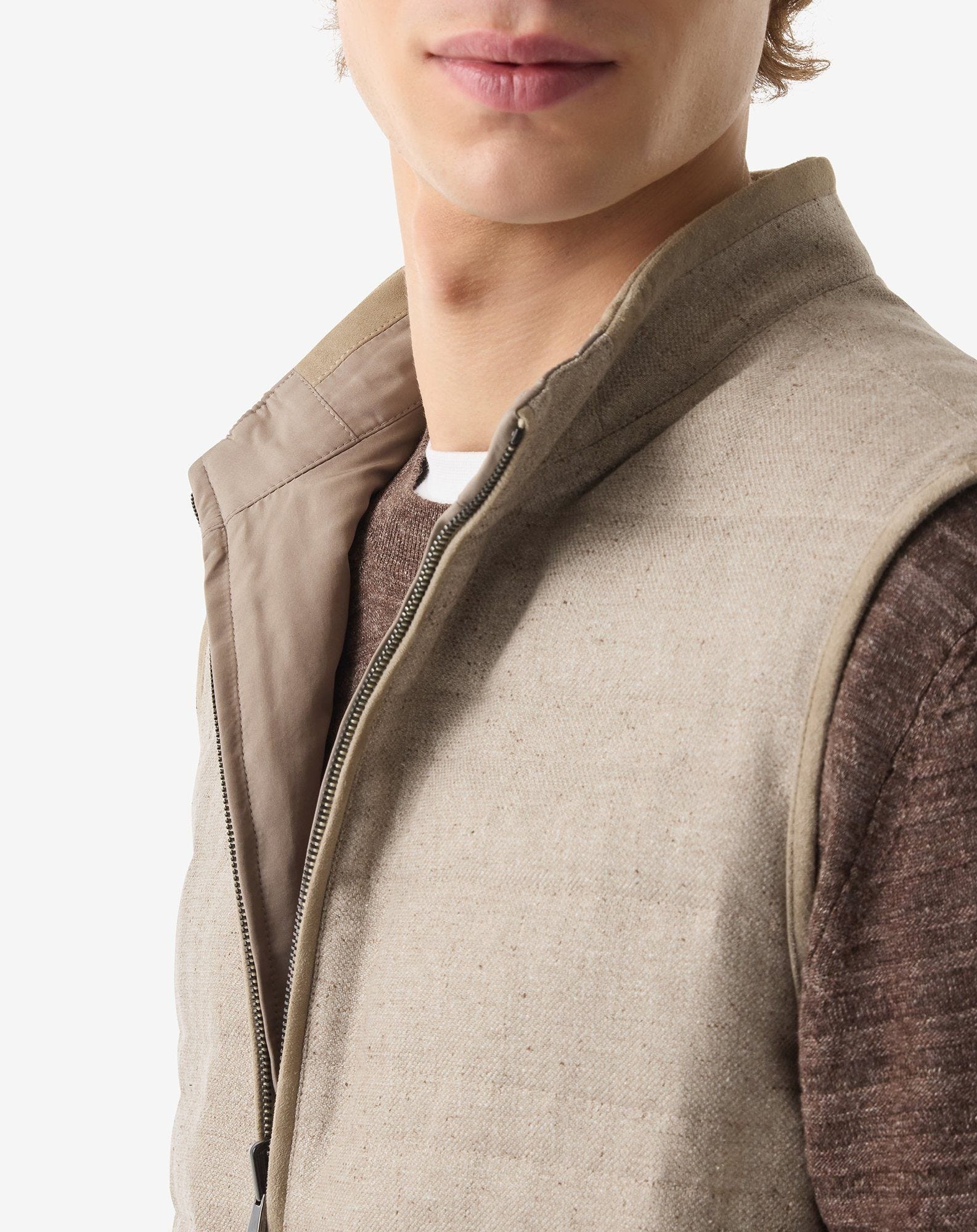 Beige reversible down gilet - 5