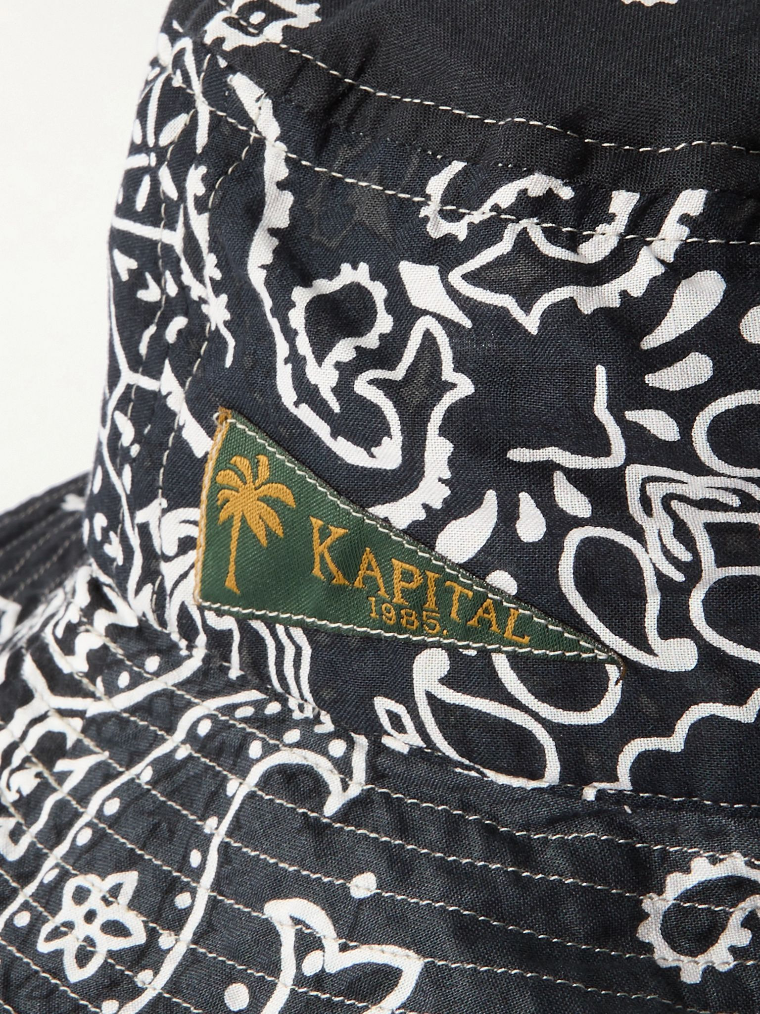 Logo-Appliquéd Bandana-Print Cotton Bucket Hat Black - 4