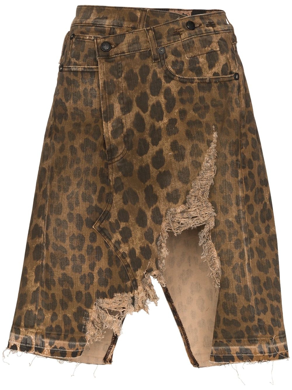 Norbury distressed leopard-print denim skirt - 1