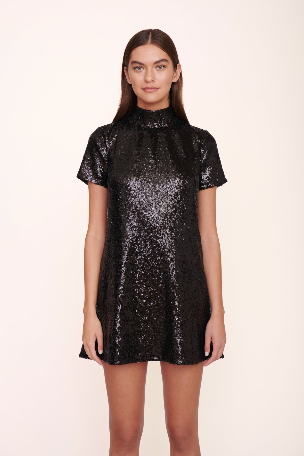 STAUD MINI ILANA DRESS BLACK SEQUINS - 5