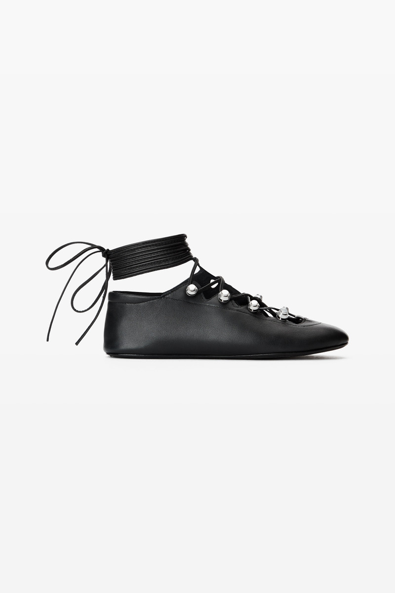 Vyolette Lace-Up Flat in Leather 1