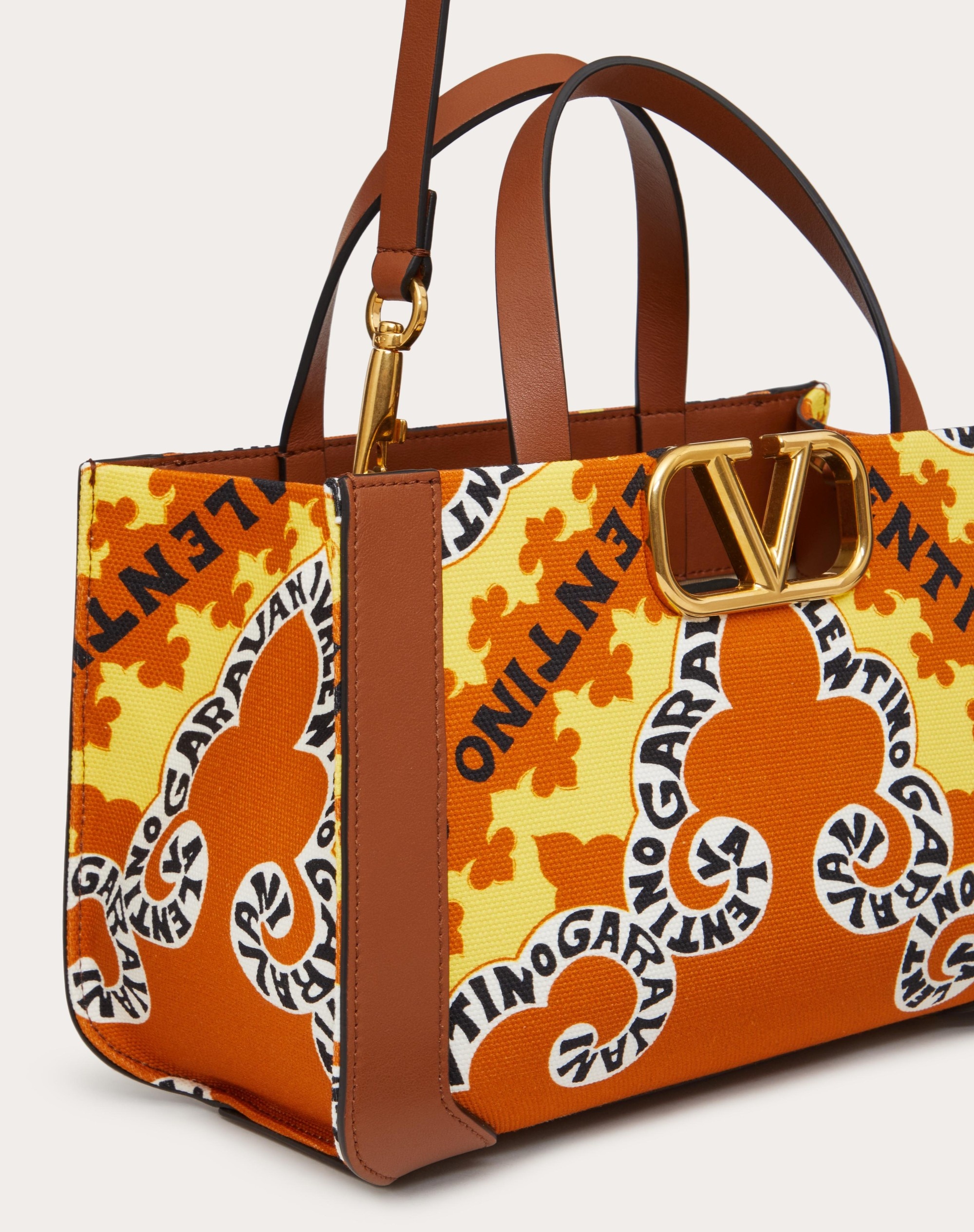 CANVAS VLOGO SIGNATURE HANDBAG WITH MINI BANDANA PRINT - 5