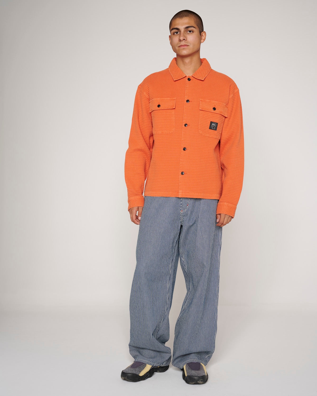 Waffle Button Front Shirt - Terracotta - 7