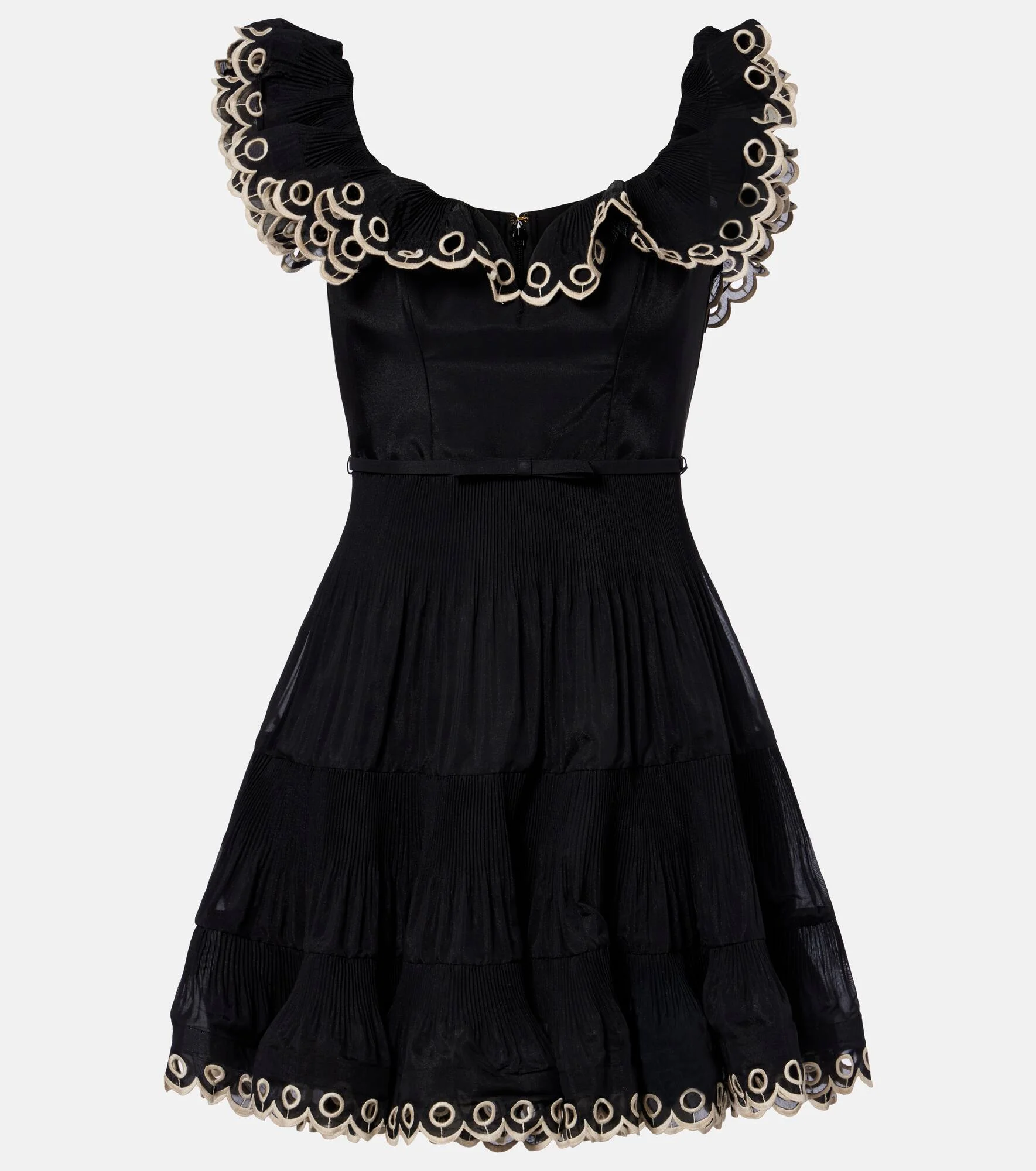 Embroidered ruffled minidress - 1