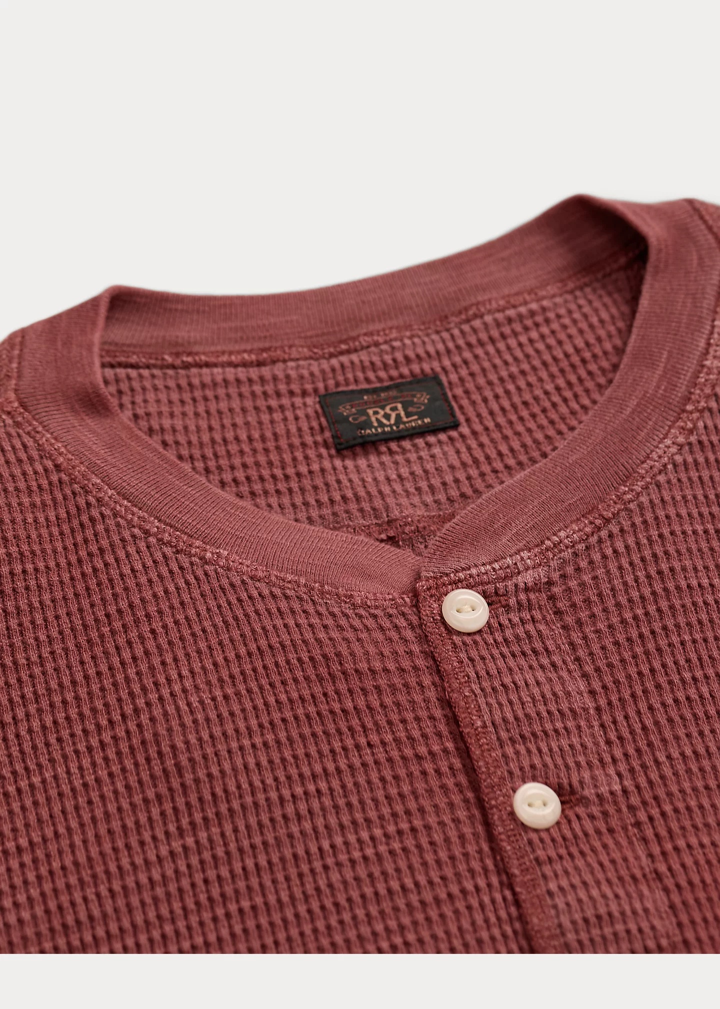 Garment-Dyed Waffle-Knit Henley Shirt - 3