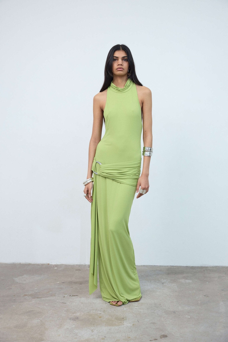 AIDANA MAXI DRESS IN GREEN SPANDEX JERSEY 1