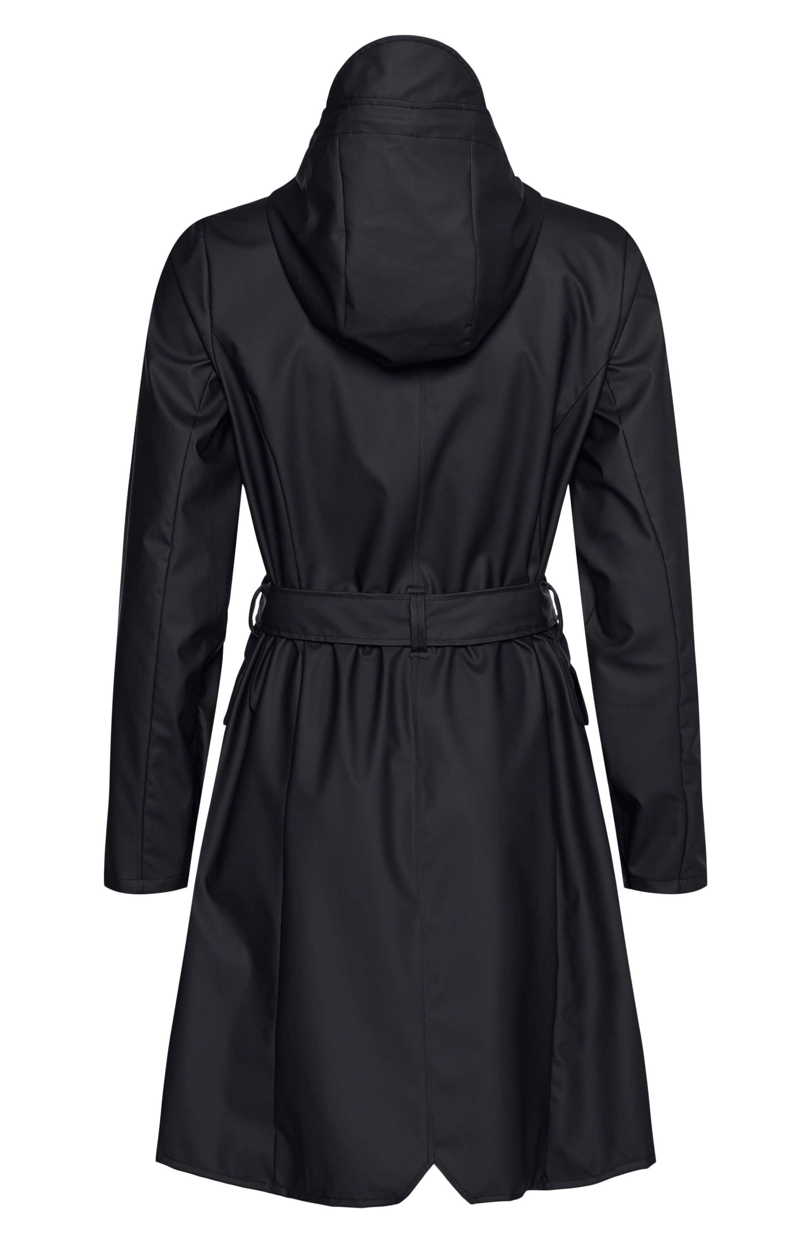 Rains Curve Waterproof Belted Jacket in Black at Nordstrom - 5