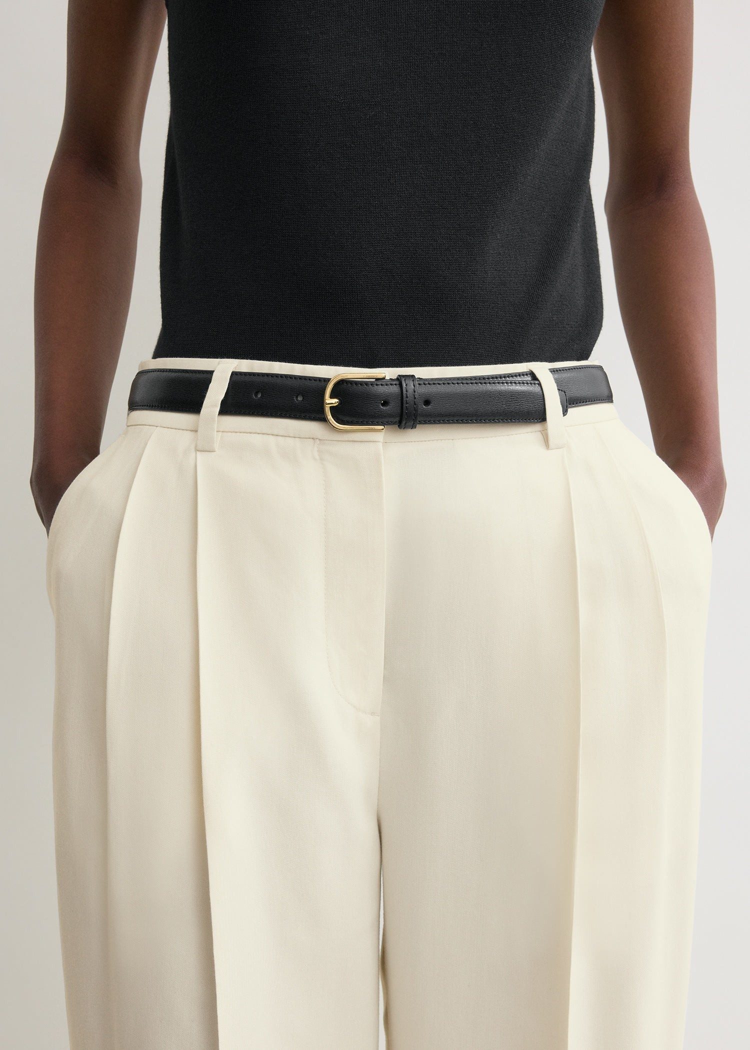 Slim trouser leather belt black - 2