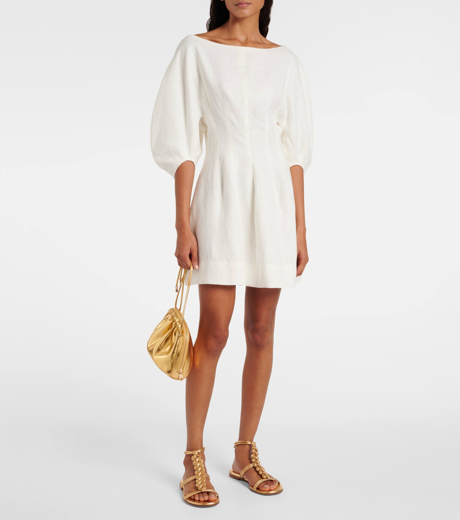 Puff-sleeve linen minidress - 2