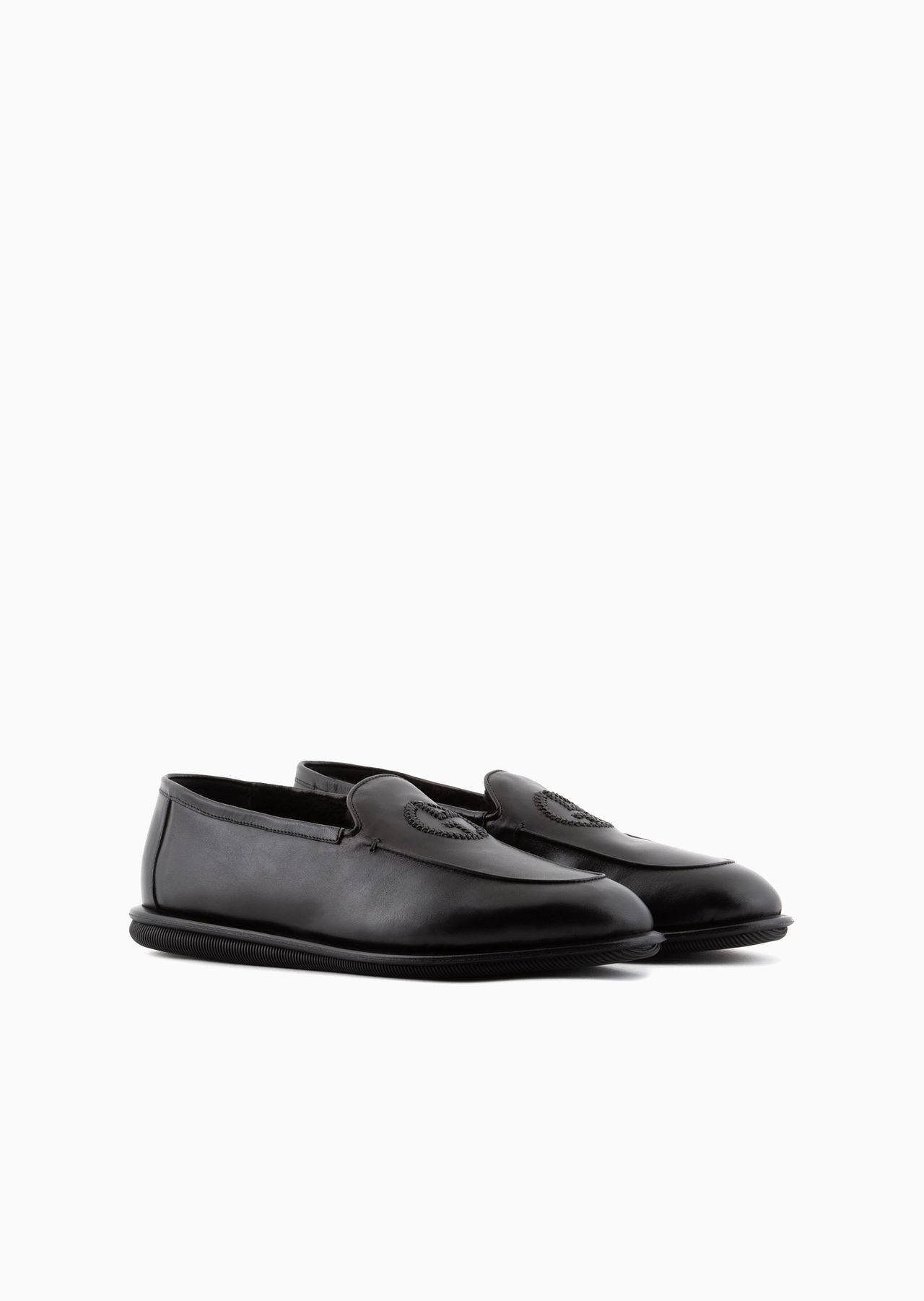 Nappa leather loafers with embroidered logo - 2